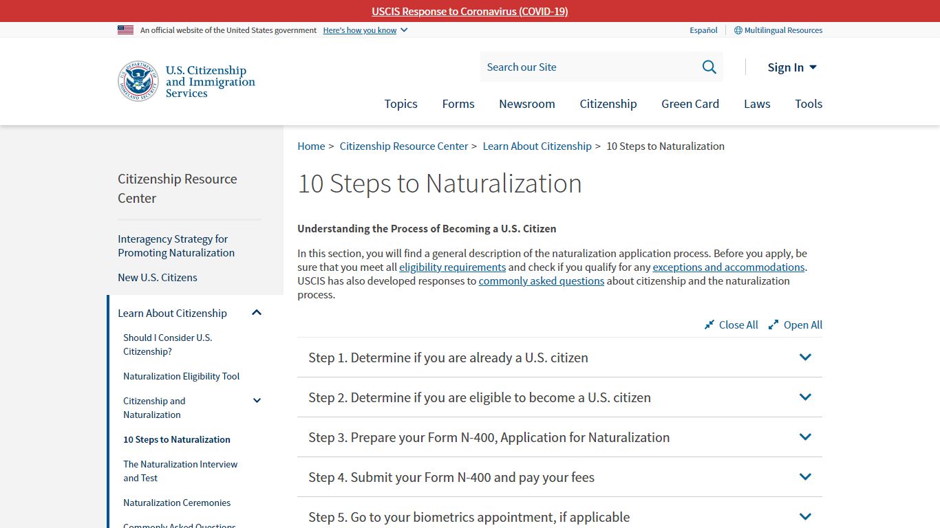 10 Steps to Naturalization | USCIS